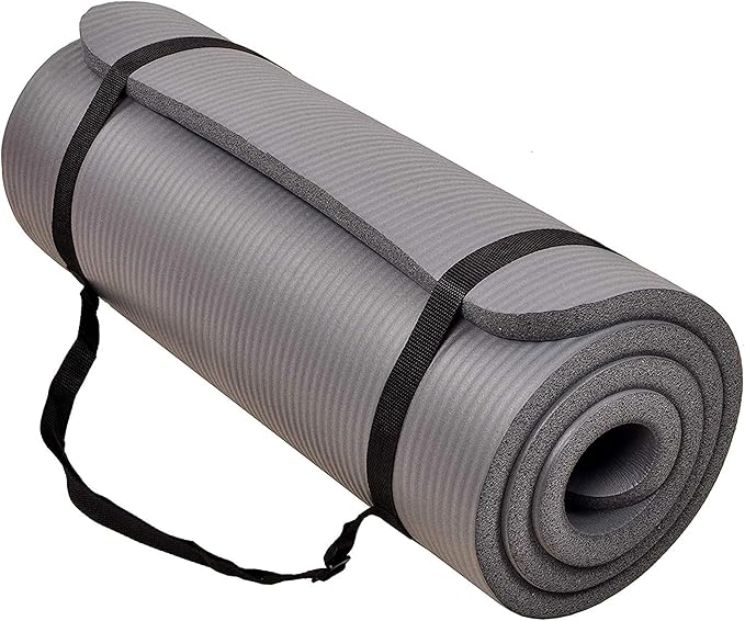 BalanceFrom Yoga Mat, 1-Inch Extra Thick High Density Exercise Mat, Anti-Tear Exercise Yoga Mat with Carrying Strap, Suitable for Various Yoga Exercises, Multiple Colors