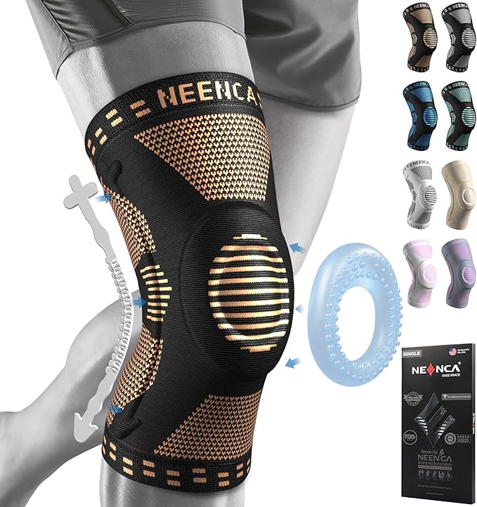 NEENCA Professional Knee Brace for Pain Relief, Medical Knee Support with Patella Pad & Side Stabilizers, Compression Knee Sleeve for Meniscus Tear, ACL, Joint Pain, Runner, Workout (Copper, X-Small)