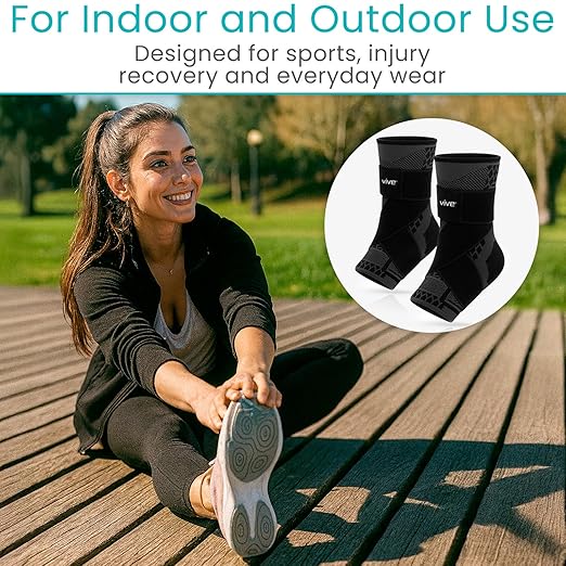 Vive Ankle Compression Sleeves with Straps - Brace for Women and Men - Support Wrap for Achilles Tendonitis, Sprains, Plantar Fasciitis, Pain Relief - 2 Pack (Large)
