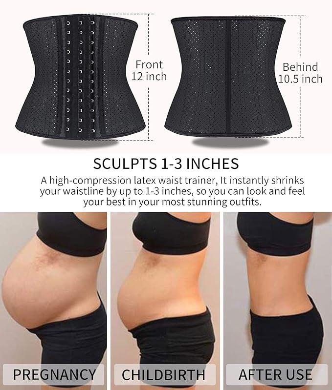 YIANNA Women's Underbust Latex Sport Girdle Waist Trainer Corsets Hourglass Body Shaper