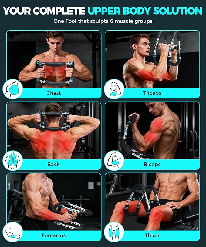 BAGAIL Twister Arm Trainer, 5 or 9 Level Resistance (30-140 lbs) for Chest & Arm Workout, All-in-One Home Gym Strength Training Equipment with Ergonomic Grips & Carry Bag for Men and Women
