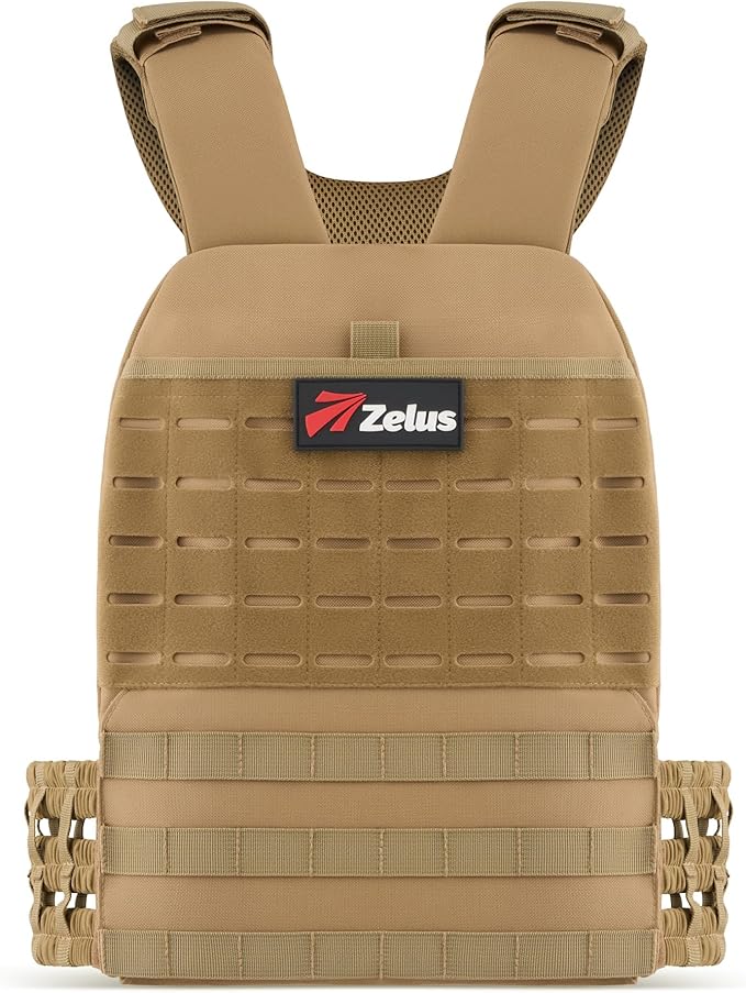 ZELUS Weighted Plate Carrier Vest, Tactical Adjustable Weighted Vest for Men Women Holds Up to 65lb for Strength Rucking Training Workout, Running Vest with MOLLE Panels