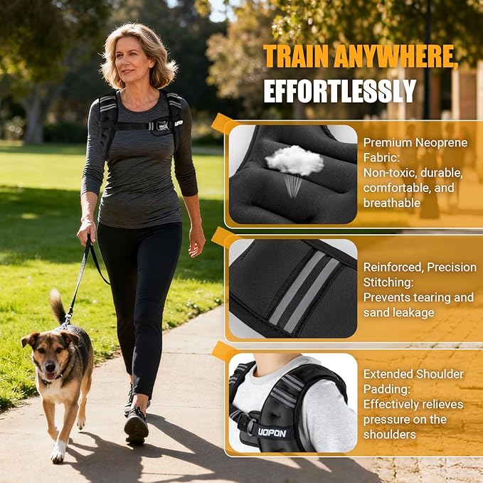 Weighted Vest for Women Men, 8 lb/10 lb/12 lb Weight Vest for Walking with Reflective Stripe and Adjustable Buckle Straps, Body Weights for Osteoporosis, Running, Strength Training and Weight Loss