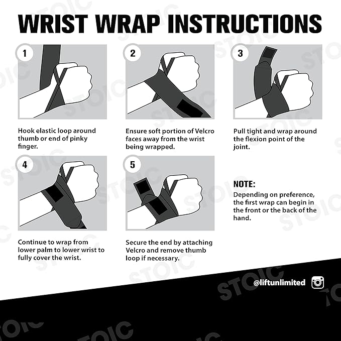 Stoic Wrist Wraps Weightlifting, Powerlifting, Cross Training, Bodybuilding with Thumb Loop. for Gym Workout, Men and Women Weight Lifting and Strength Training