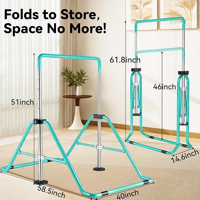 Kids Gymnastics Bar Gymnastic Equipment for Home Adjustable Height Gymnastic Training Bar Gymnastic Stuff for 3-7 Years Old Girls