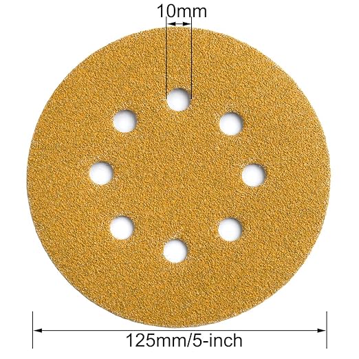 5-Inch 8-Hole Hook and Loop Sanding Discs 60-Grit Random Orbit Sandpaper, 50-Pack
