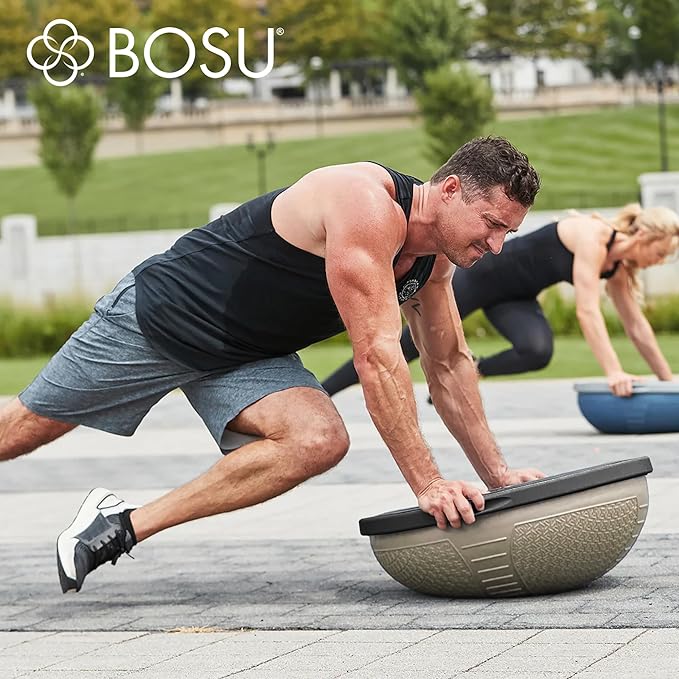 Bosu NEXGEN Balance Strength Trainer, Multi-Functional 26" Exercise Ball, Home Gym Equipment for Full Body Workouts, Sandstone with Black Rim