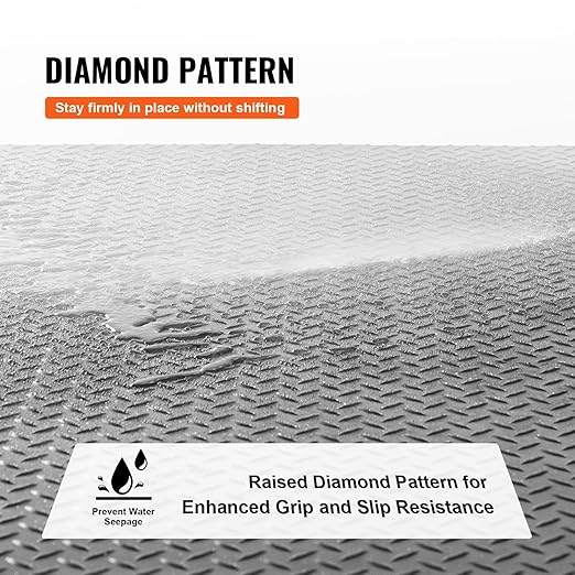 VEVOR Diamond-Plate Rubber Flooring Roll, 3 mm x 4 ft x 6 ft Garage Floor Mat, SBR Rubber Garage Flooring Roll, Easy to Clean, Diamond Plate Rubber Mat for Under Cars, Garage Industry Gym, Black