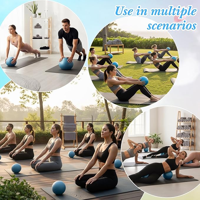 Aoriher 10 Pcs Small Exercise Pilates Ball Bulk 9 Inch Mini Yoga Balls Anti Burst and Slip for Stability Fitness Physical Therapy Stretching & Core Workout at Home Gym Office Class