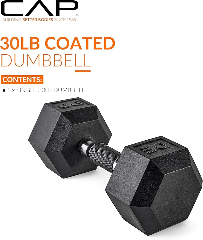 CAP Barbell Coated Hex Dumbbell Weight - Single | 10-120 lbs | Multiple Options