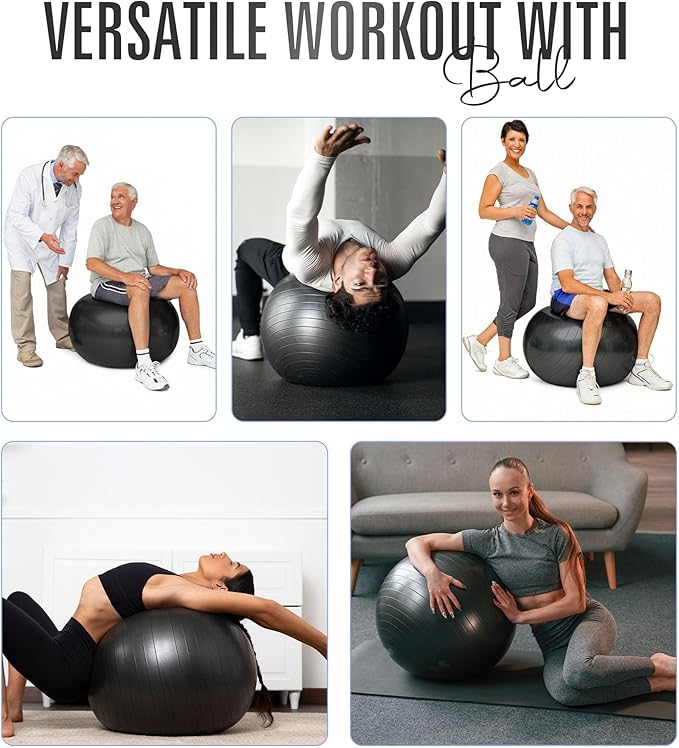 ROMIX Exercise Ball, Anti-Burst Extra Thick Birthing Pregnancy Ball with Pump, Fitness Swiss Yoga Balls 22in/26in/30in (55cm 65cm 75cm) Exercise Balls Physical Therapy for Pilates Home Gym