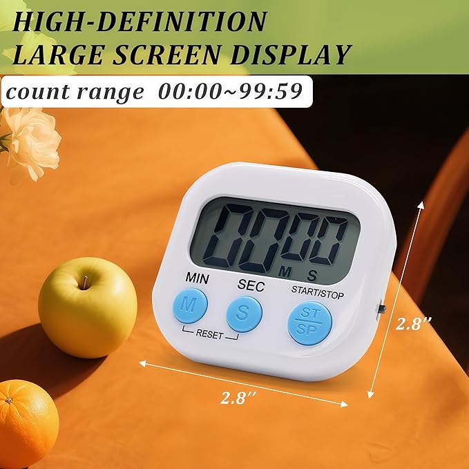 6 Pack Multi-Function Electronic Timer - Kitchen Timer,Magnetic Digital Timers,Big LCD Display, ON/Off Switch,Extensively Use in Cooking,Gym, Meeting, Classroom,Kitchen,Study,Work,Outdoor Activities