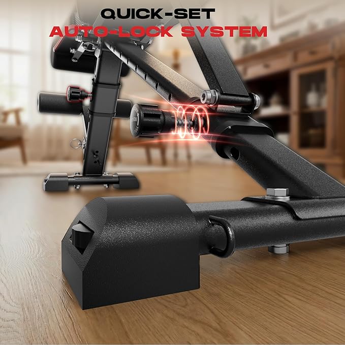Weight Bench, 880lbs Capacity Adjustable Workout Bench with Headrest for Bench Press, Fast Folding Incline Decline Flat Bench for Home Gym