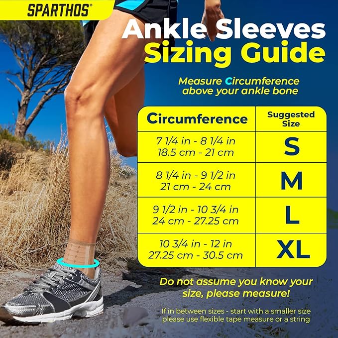 Sparthos Ankle Compression Sleeves (Pair) - Immediate Pain Relief - Plantar Fasciitis Socks with Arch Support (Medium, Desert Beige)