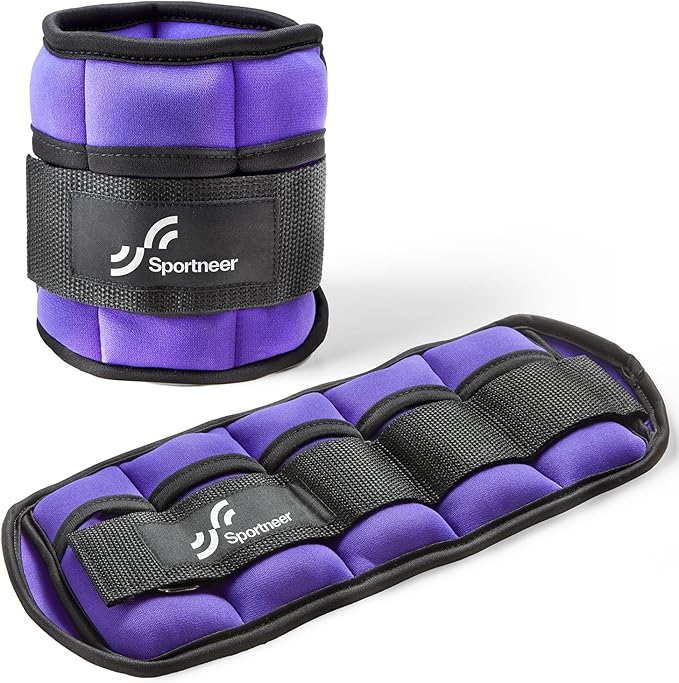 Sportneer Adjustable Ankle Weights Set - 1 Pair (2-10 lbs) Removable Sandbags for Women & Men, Comfortable Neoprene Leg Weights for Walking, Running, Pilates, Yoga, Home Workout & Physical Therapy