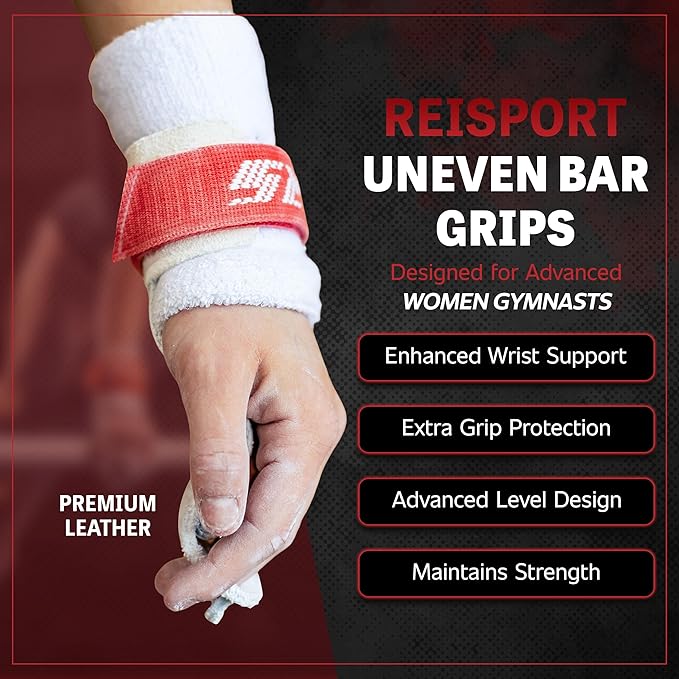 Reisport Uneven Bar Gymnastics Grips for Women - Premium Leather Hand Grips for Gymnastics Bars - Gymnastics Equipment & Accessories for Advanced Gymnasts