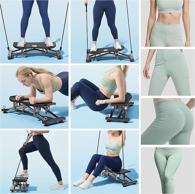 RYGEO Balance Board with Resistance Bands, Versatile Rocking Stepper, Wobble Board Featuring LCD Monitor, 330 lbs High-Capacity Ski Twister Trainer for Full Body Exercise at Home