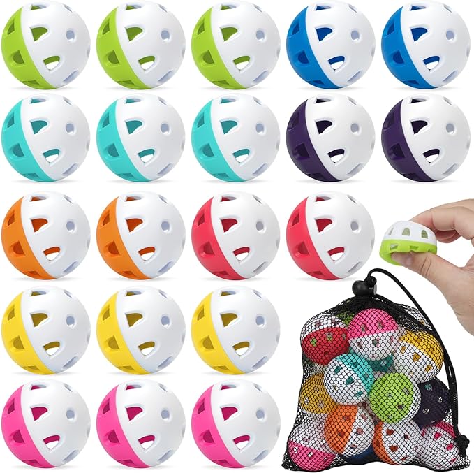 Coopay 20/40/80 Pack Mini Plastic Practice Baseballs, 1.65inch Small Soft Training Balls with Drawstring Bag for Baseball Hitting, Pitching & Batting Training, Indoor & Outdoor