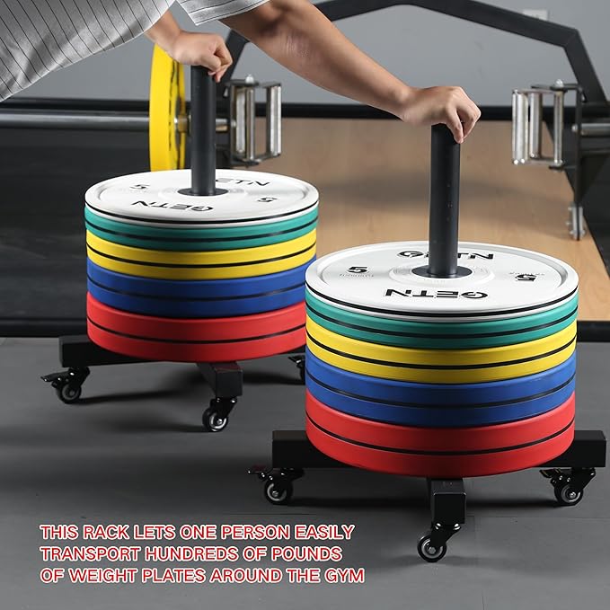 ZUKAM Upgraded Movable Olympic Weight Plate Rack with Wheel for 2-Inch Bumper Plates Weight Storage, Stores up to 800lbs of olympic weight plate, Sold in pairs