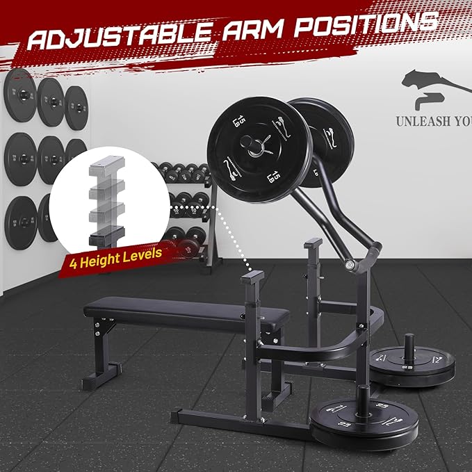 GarveeLife Chest Press Machine with Adjustable Flat Bench,Versatile Bench Press Rack for Home Gym,Bench Press Machine with Independent Converging Arms,Heavy-Duty Steel Structure with Smooth Bearings
