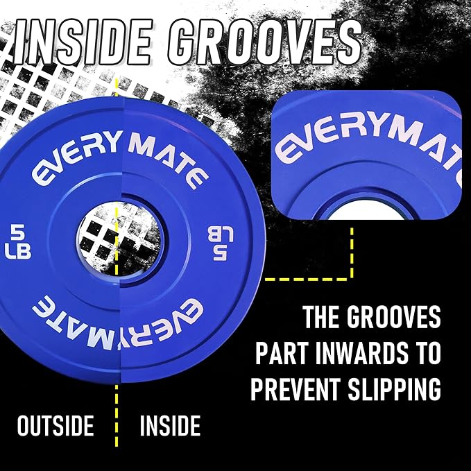 EVERYMATE Fractional Weight Plates - Olympic Bumper Plates for Cross Training - Steel Insert - 1.25LB, 2.5LB, 5LB