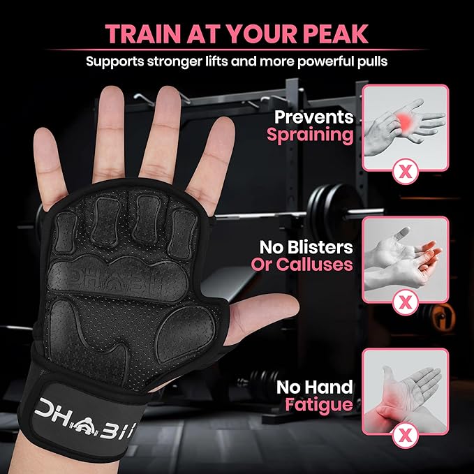 Workout Gloves for Men & Women, Smartwatch Compatible Ventilated Gym Gloves with Wrist Wrap Support, Breathable Weight Lifting Gloves for Fitness, Training & Cycling with Excellent Grip