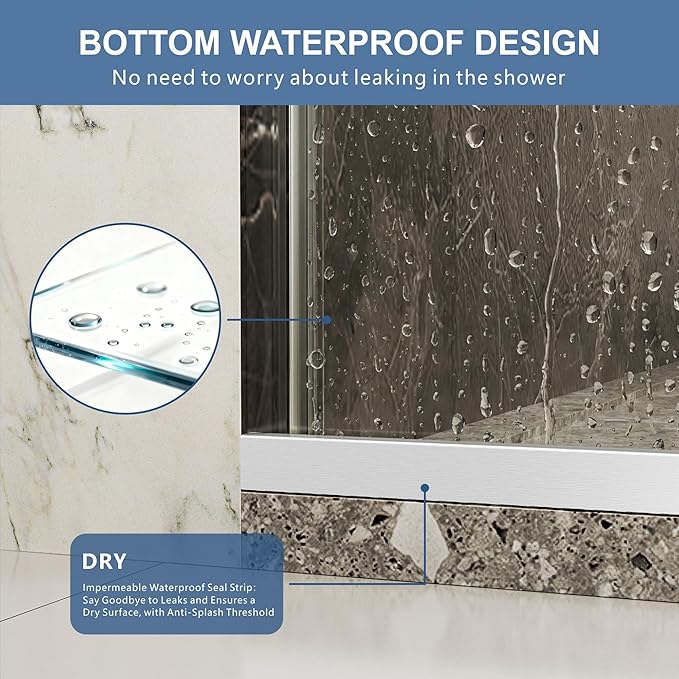 44-48" W x 76" H Frameless Shower Door, Double Sliding Glass Shower Door with 5/16" (8mm) Clear SGCC Tempered, Roller Disc System, 304 Stainless Steel (Brushed Nickel, 44-48" W*76" H)
