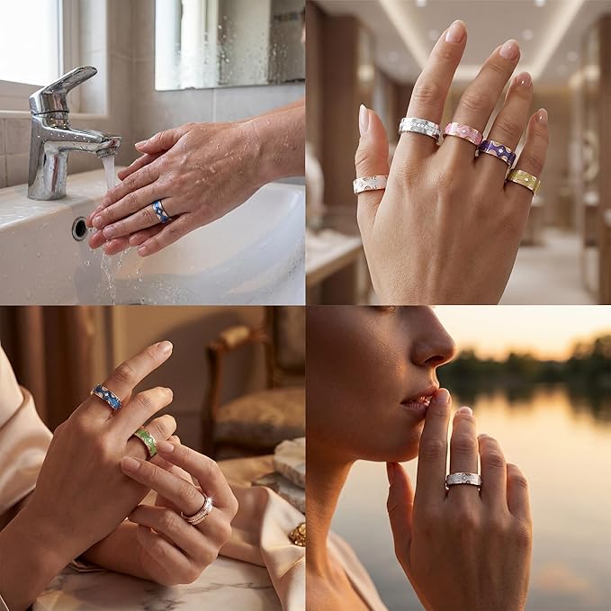 Smart Ring for Women Gift, Fitness & Vital Signs Monitoring, Sleep Tracker/Remote Photography/No Subscription(Blue,7#)