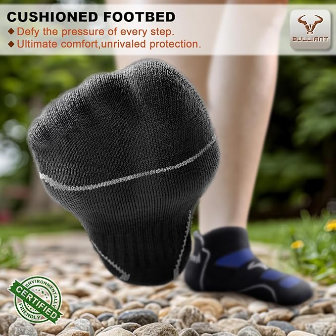 BULLIANT Men Running Socks,Active Ankle Socks No Show For Men With Cushioned Footbed Arch Support Breathable Wicking