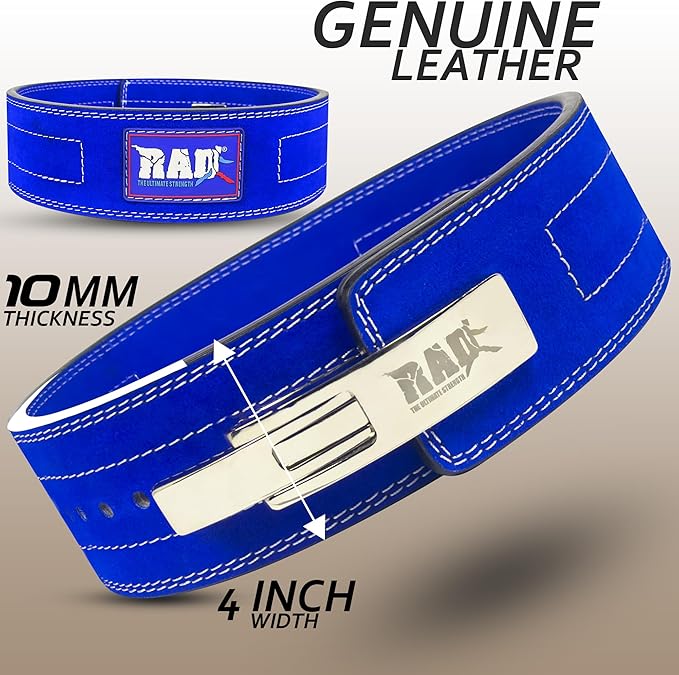 RAD Lever Weight Lifting Gym Belt for Men & Women Size 63 TO107 CM,Thick 10MM & Width 4 Inch Lever Powerlifting Belts for Women Dead Lift Workout Belt Leather Weight Lifting Lever Gym Squat Belt