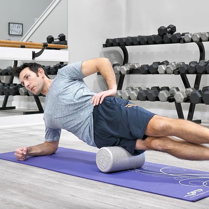 OPTP Silver AXIS Foam Roller, Moderate Density for Sports Medicine, Physical Therapy, Pilates, Yoga - Myofascial Release on Trigger Points (Silver Moderate Density, 12" x 6" Round)