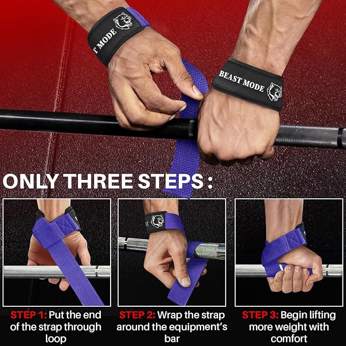 TECEUM Lifting Straps for Weightlifting Gym Strength Training - Wrist Straps with Neoprene Padded Cotton - Men & Women – Ideal for Powerlifting, Bodybuilding & Deadlifts