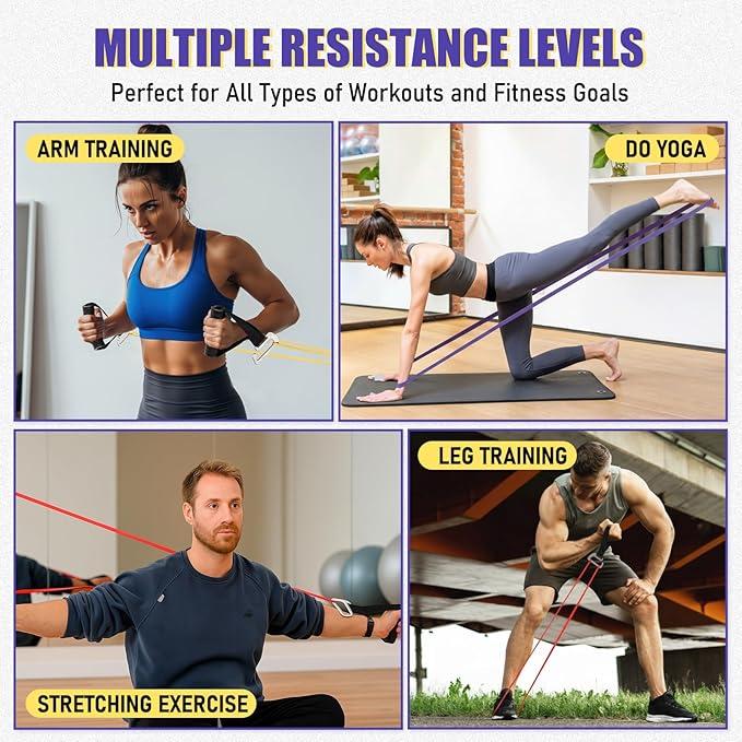Shappy 8 Pcs Resistance Bands (5-85lbs) Exercise Workout Pull up Assist Bands with Handles for Woman Man Working Out Fitness Training Physical, Carry Bag Included