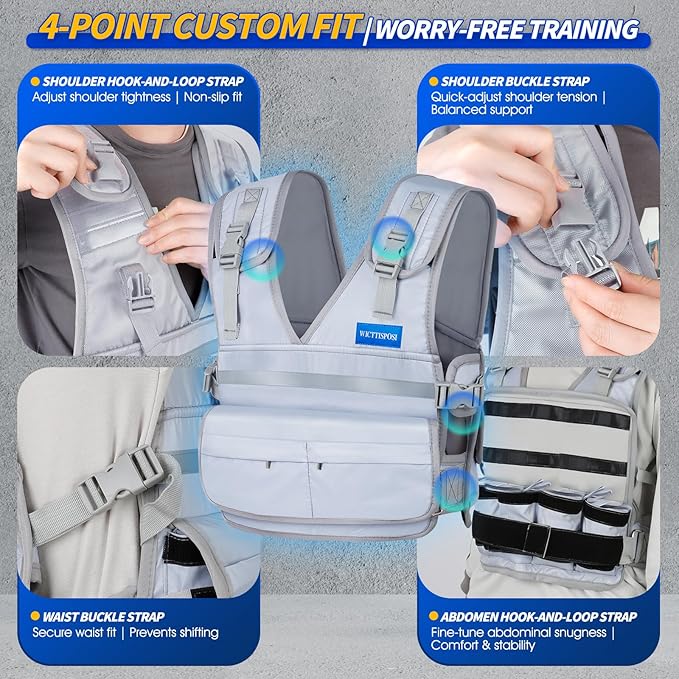 Adjustable Weighted Vest for Women Men (3.3-11.3 LBS), Custom Weight Intensity for All Exercises, Snug Fit & Stable, Washable Breathable Weight Vest for Walking Running Fitness Gym Training(Gray)