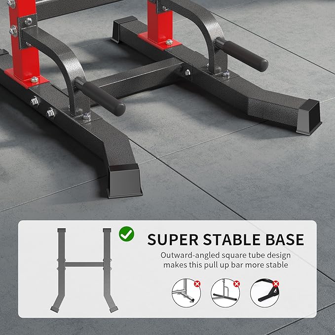 SogesHome Power Tower Pull Up Bar Dip Stand, 10 Adjustable Height Free Standing Assistive Trainer Dip Station, Multi-Function Strength Training Fitness Workout Station for Home Gym Fitness Equipment