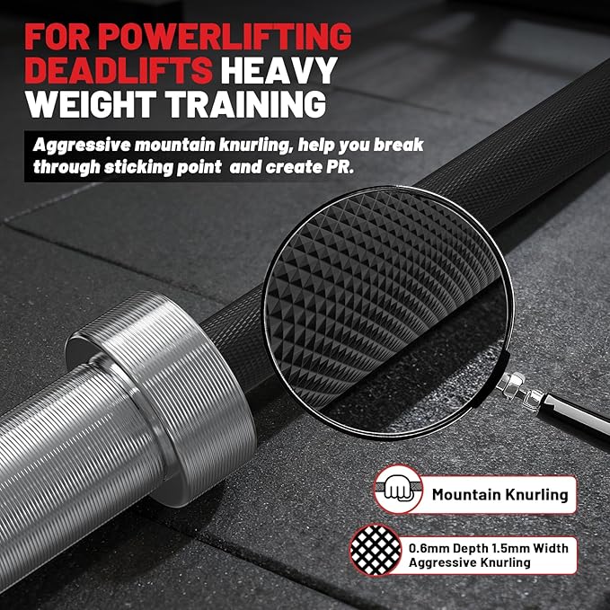 7FT Olympic Barbell 45 lb Barbell 2 INCH 1000lbs/1500lbs Capacity Olympic Bar with Moderate Knurling For Squats Curls Deadlifts