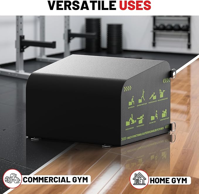 PAPABABE Hip Thrust Bench & Fitness Accessories Set, All-in-One Glute Box, Angled Hip Thrust Box with Anti-Slip Tread, Durable Jump Box at Home Gym, Core & Ab Workout Strength Training