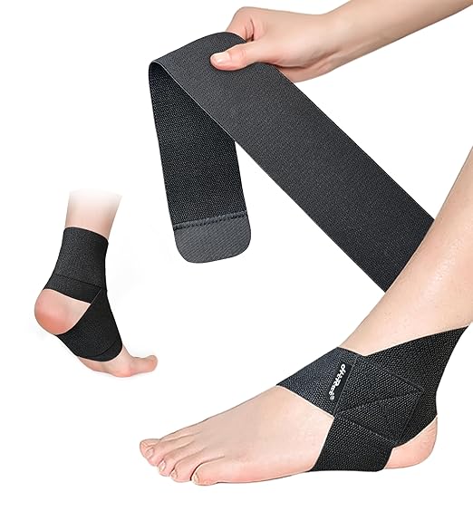 HiRui Ankle Support Brace for Men & Women, Adjustable Compression Strap for Sprains, Plantar Fasciitis, Achilles Tendonitis, Running, Workout, Sports – Fits Left & Right Foot (2, Black, Medium)