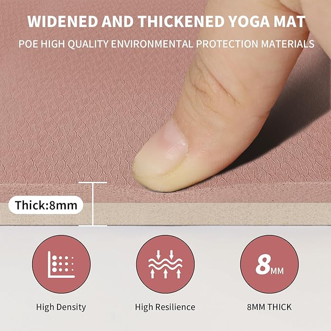 Large Yoga Mat (6'x 4') - Extra Long and Wide Workout Mat for Men and Women, Non-Slip POE 0.32''/0.4'' Thick Fitness Mat, Eco-Friendly Exercise Mat for Home Workouts, Ideal for Yoga and Pilates