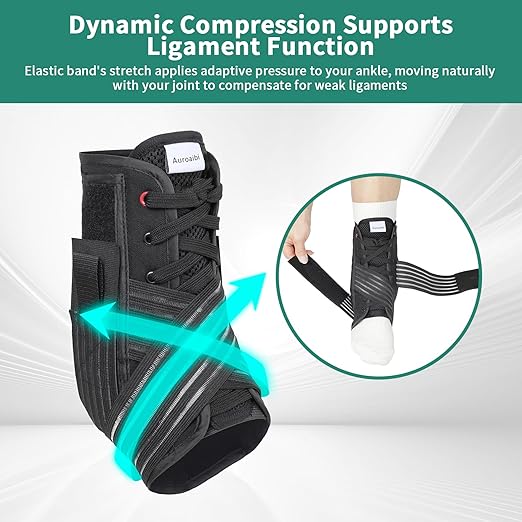 Ankle Brace for Sprained Ankle Lace up Support Brace for Women Men with Side Splints Adjustable Ankles Stabilizer for Injury Recover, Sports, M