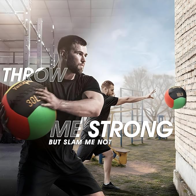 Yes4All Wall Ball, Soft Leather Weighted Iron Sand Ball for Dynamic Multifunctional Exercise, 6 LB - 30 LB