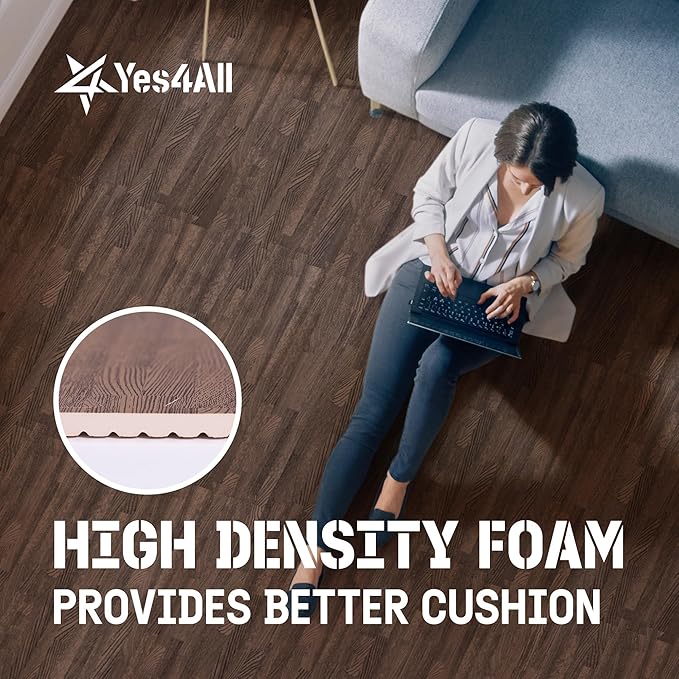 Yes4All EVA Interlocking Mats, Puzzle Floor Tiles, Foam Floor Padding with Border for Furniture, Home Space, Living Room, Garage