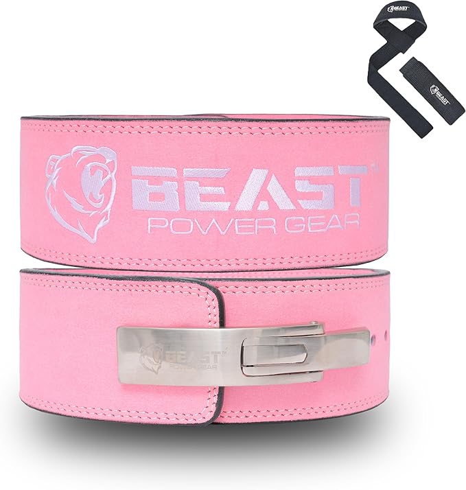 Beast Power Gear Weight Lifting Belt Lever Buckle 10MM 13MM Thick & 4 Inches Free Strap Weightlifting, Powerlifting, Deadlifts, Squats Men Women