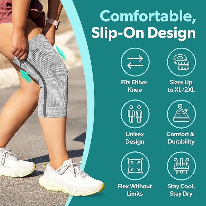 BraceAbility Knee Compression Sleeve - Knit Knee Pain Brace for Men or Women, Arthritis Relief, Meniscus Tear, Running, Workout, Sports, Swelling, Athletic Support for Joint Stability (XL/2XL Black)