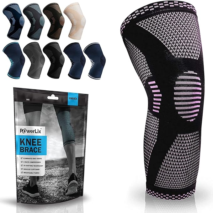 POWERLIX Leg Sleeve - Best Knee Brace for Leg Pain for Men & Women Knee Support for Running, Basketball, Weightlifting, Gym, Workout, Sports “Please Check Sizing Chart