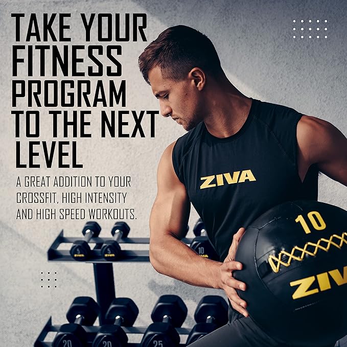 ZIVA Soft Wall Ball – Highly Durable Weighted Exercise Medicine Slam Ball for Strength and Conditioning Workout - Multiple Color, Weight Available