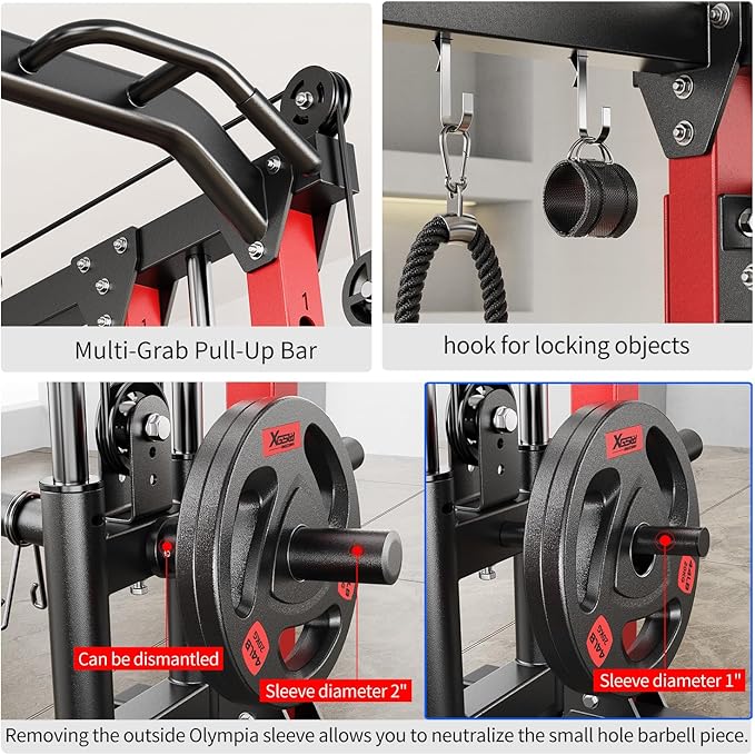 Multi-Purpose Squat Rack,Smith Machine Weight Rack Set with Cable Crossover System, Home Gym Power Racks, Power Racks and Packages