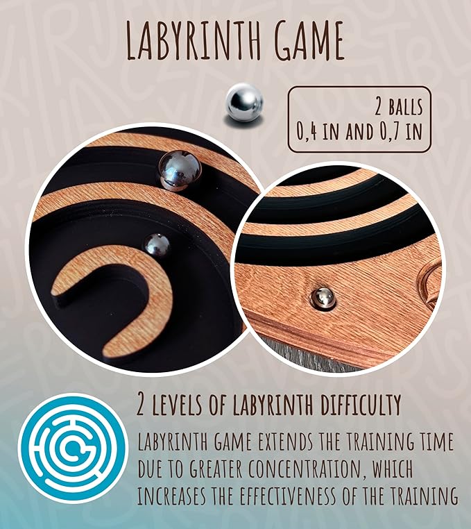 Wooden Balance Board with Labyrinth Maze 23"x14" – Core Strength & Coordination Trainer for Physical Therapy, Fitness & Rehabilitation | Natural Beech Wood, Holds 400 lbs