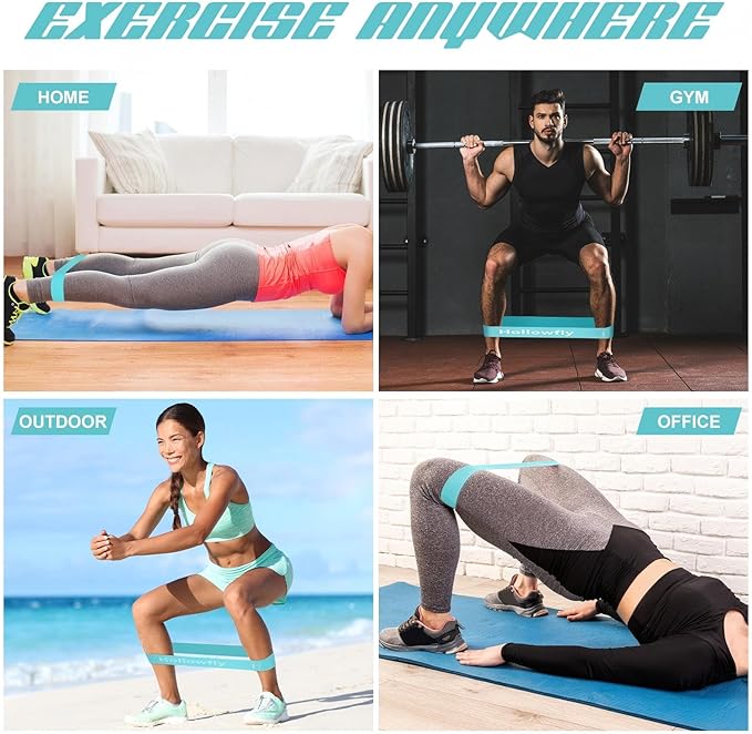 Hollowfly 30 Pcs Latex Resistance Loop Exercise Bands for Booty Workout Stretch Exercise Band Non Slip for Legs Squat Resistance Loop Women Men Starter Butt Hip Thigh Fitness
