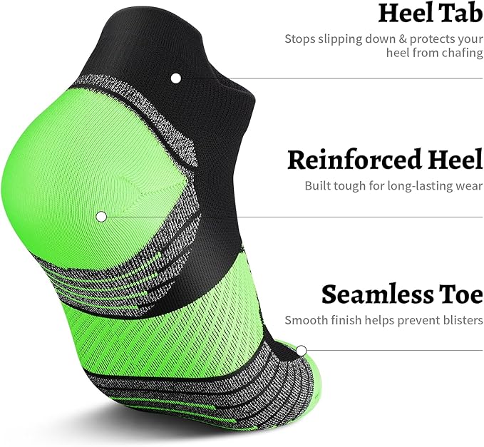 PAPLUS Compression Running Socks Women (6 Pairs), Ankle Athletic Socks Low Cut with Arch Support